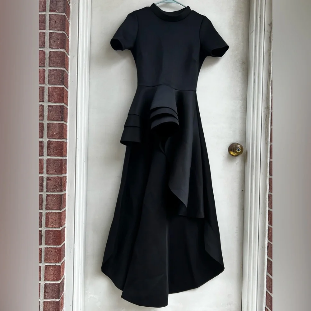 Black High-Low Peplum Dress - Picture 2 of 10